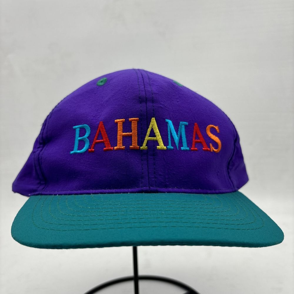 Vintage Hat/Cap Embroidered Bahamas Snapback Purple/Blue Colorful Rainbow Island